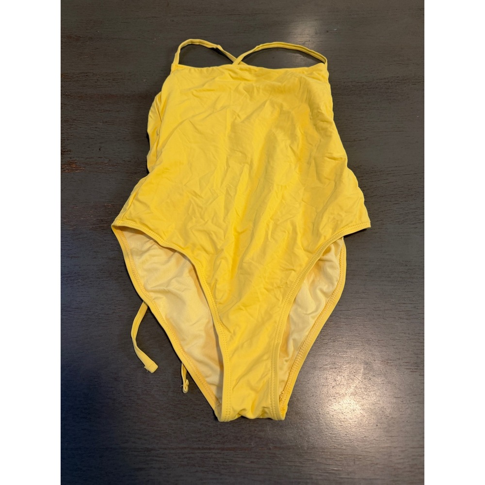 Garage Yellow One Piece Swimsuit High Neck Cross Back Small P/S